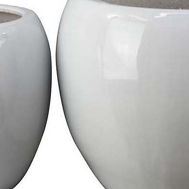 Womy Wide Decorative Planters Set of 2, Gloss White Ceramic 14 20 Inch