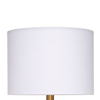 Myn Table Lamp, Linen Drum Shade, Leather Base