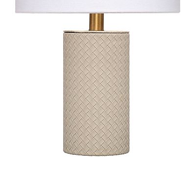 Myn Table Lamp, Linen Drum Shade, Leather Base