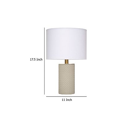 Myn Table Lamp, Linen Drum Shade, Leather Base