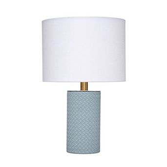 Myn Table Lamp, Linen Drum Shade, Leather Base