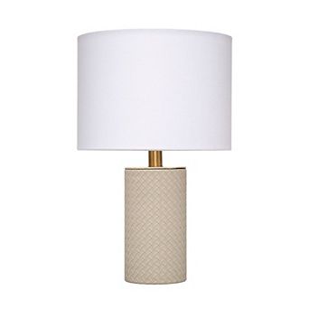 Myn Table Lamp, Linen Drum Shade, Leather Base