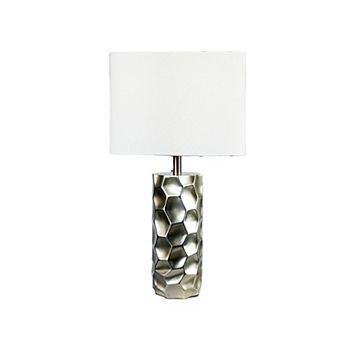 Limy 2 pc Table Lamp Set, White Shade, Silver Resin Base, 29 Inch