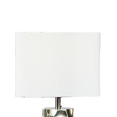 Limy 2pc Table Lamp Set, White Shade, Silver Resin Base, 29 Inch
