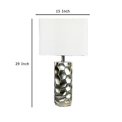 Limy 2pc Table Lamp Set, White Shade, Silver Resin Base, 29 Inch