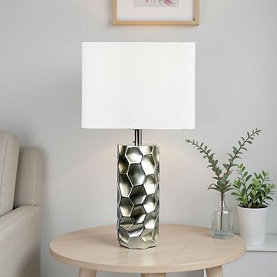 Limy 2pc Table Lamp Set, White Shade, Silver Resin Base, 29 Inch