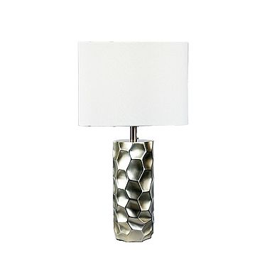 Limy 2pc Table Lamp Set, White Shade, Silver Resin Base, 29 Inch