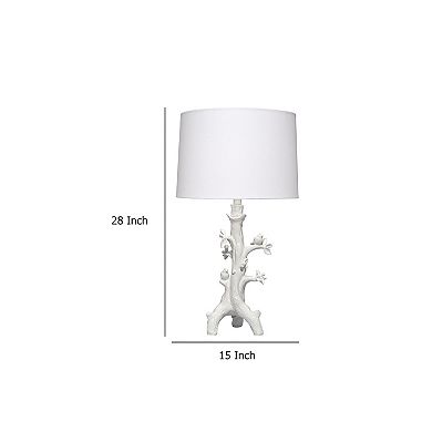 Sils Accent Table Lamp, Linen Shade, White Trunk Resin Base 28 Inch