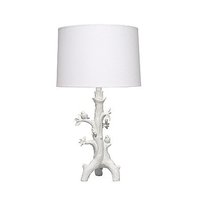 Sils Accent Table Lamp, Linen Shade, White Trunk Resin Base 28 Inch