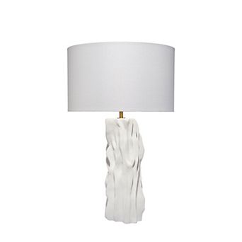 Sery Table Lamp, Linen Shade, Matte White Textured Ceramic 31 Inch
