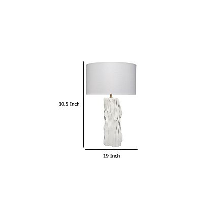 Sery Table Lamp, Linen Shade, Matte White Textured Ceramic 31 Inch