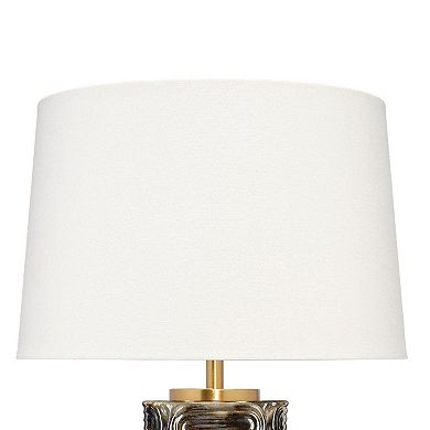 Wrix Accent Table Lamp, White Linen Shade, Ceramic Brown Base 29 Inch