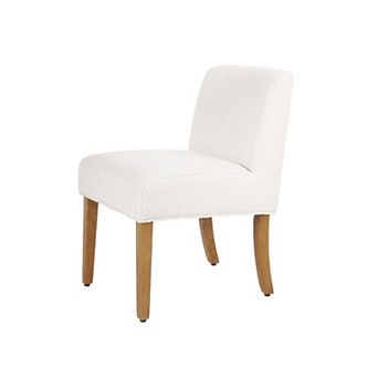 Kip Dining Chair with Honey Oak Wood Legs, Cream White Boucle Fabric