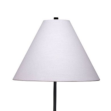 Hely Accent Table Lamp, Linen Cone Shade, Travertine Stone 28 Inch