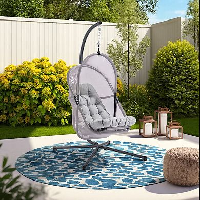 Bery Patio Hanging Swing Chair, Cushioned Mesh