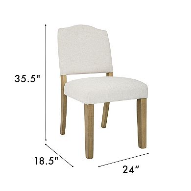 Side Dining Chair, Open Back Solid Wood Frame, Cream Woven Fabric