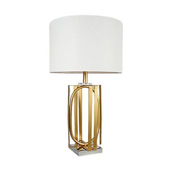 Limy 2 pc Table Lamp Set, White Shade, Gold and Chrome Base, 29 Inch
