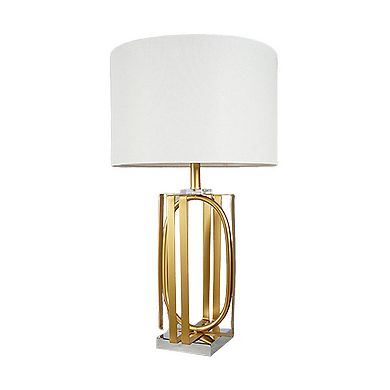 Limy 2pc Table Lamp Set, White Shade, Gold and Chrome Base, 29 Inch