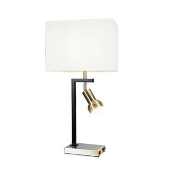 Limy 2 pc Table Lamp Set, White Shade, Chrome and Black Frame, 29 Inch