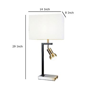 Limy 2pc Table Lamp Set, White Shade, Chrome and Black Frame, 29 Inch
