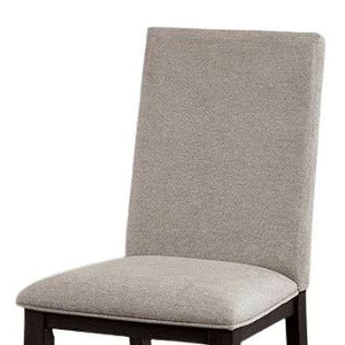 Renu Side Dining Chair Set of 2, Black Wood, Pleated Gray Polyester