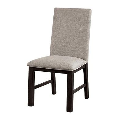 Renu Side Dining Chair Set of 2, Black Wood, Pleated Gray Polyester