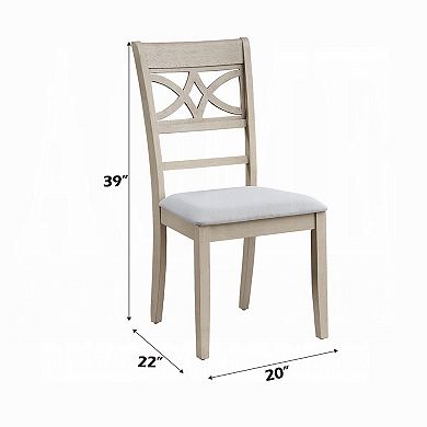 Feri Side Dining Chair Set of 2, Designer Bone White, Beige Linen