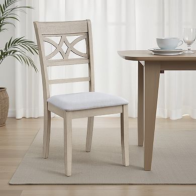 Feri Side Dining Chair Set of 2, Designer Bone White, Beige Linen