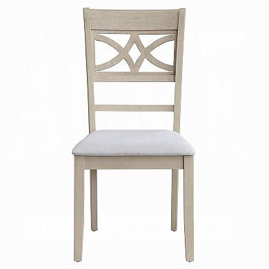 Feri Side Dining Chair Set of 2, Designer Bone White, Beige Linen