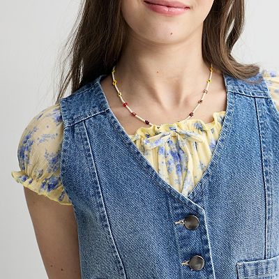 Girls 7-16 IZ Byer 2-Piece Denim Vest & Cap Sleeve Maxi Dress with Smocked Waist, Girl's, Size: Medium, Yellow