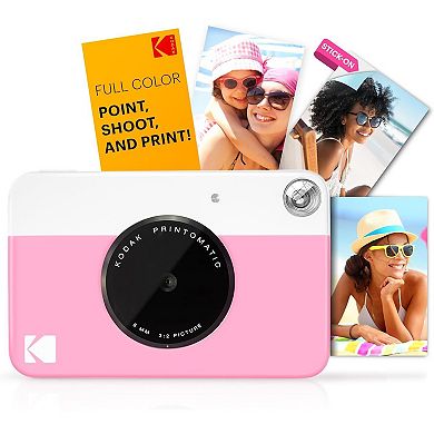 Kodak Printomatic Instant Camera Black Gift Bundle with Pink Case, Zink Photo Paper, Album & More