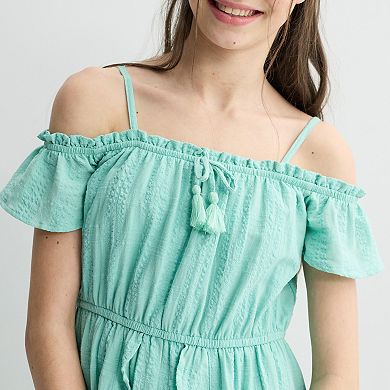 Girls 7-16 eyeshadow Cold Shoulder Walk Thru Dress