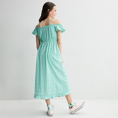 Girls 7-16 eyeshadow Cold Shoulder Walk Thru Dress