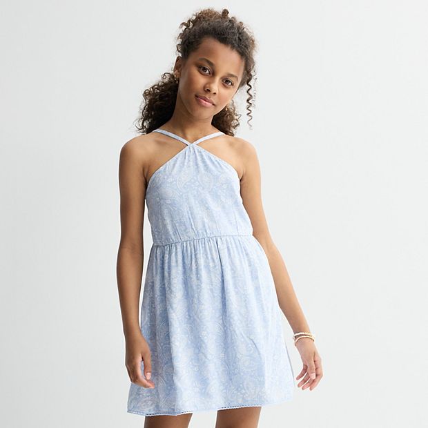 Girls 4-12 eyeshadow Paisley Halter Dress, Girl's, Size: Small, Blue