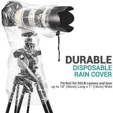 Movo (5 Pack) RC1 Clear Rain Cover for DSLR Camera & Lens up to 18 Long