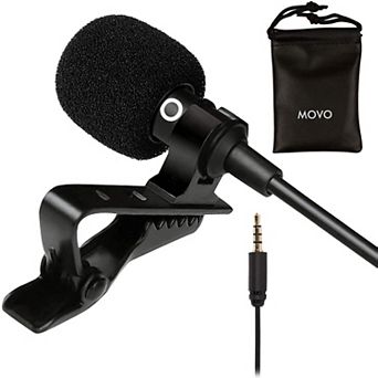 Movo PM10 Deluxe Lavalier Lapel Clip-on Omnidirectional Condenser Microphone for Smartphones