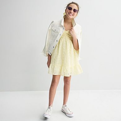 Girls 4-12 Inspired Hearts Embroidered Smocked Eyelet Dress & Scrunchie