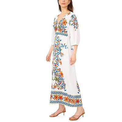 msk womens long sleeve floral maxi dress MSK Women's Long-Sleeve Maxi Dress