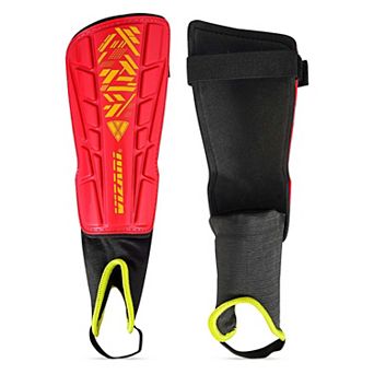 Vizari Malaga Soccer Shin Guards: Dual-layer protection, ankle support, ventilated, non-slip strap