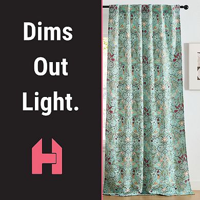 HLC.ME Florence Floral & Birds Back Tab Rod Pocket - Room Darkening Curtain Panels, Set of 2