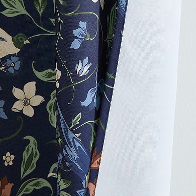 HLC.ME Florence Floral & Birds Back Tab Rod Pocket - Room Darkening Curtain Panels, Set of 2