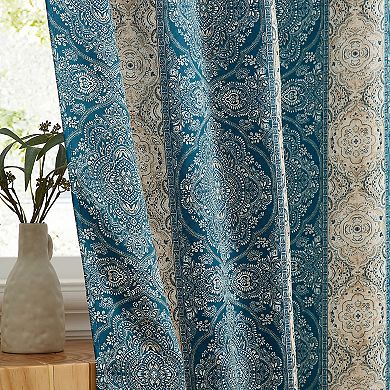 HLC.ME William Boho Striped Back Tab Rod Pocket - Room Darkening Window Curtain Panels, Set of 2