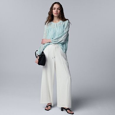 Women's Simply Vera Vera Wang Shirred Front Long-Sleeve Shirt