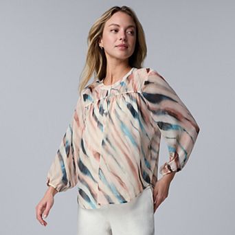 Women's Simply Vera Vera Wang Shirred Front Long-Sleeve Shirt