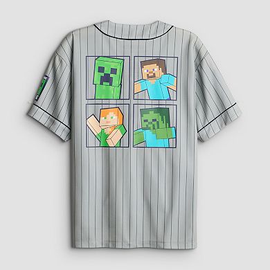 Boys 6-20 Minecraft Graphic Button-Up Baseball Jersey