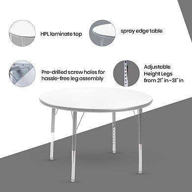 Round Activity Table 36" Gray Edge
