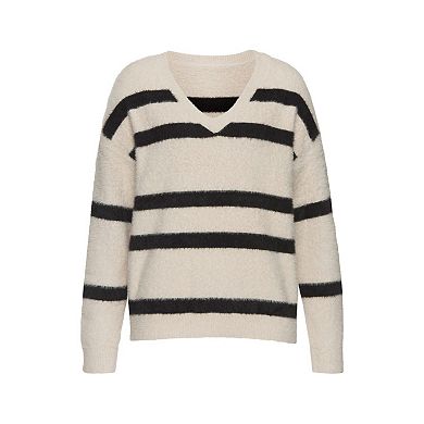Lascana Women's Fuzzy Knit Striped Sweater