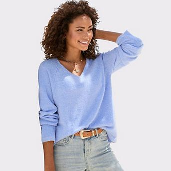 Lascana Women's Fuzzy V-Neck Sweater