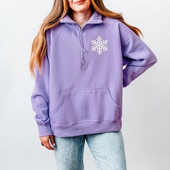 Embroidered Snowflake - Women's Quarter Zip Fleece Graphic Sweatshirt