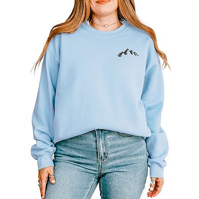 Embroidered Mountains Outline - Women's Graphic Sweatshirt